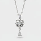 Silver Heart Butterfly Wing Cubic Zirconia Necklace