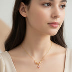 Gold Heart Pendant Necklace With Rhinestone Bow