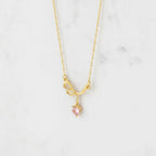 Heart Pendant Necklace With Rhinestone Bow - Butterfly Bow Pink Diamond Heart Necklace Gold #9435 – jewelry (view 3)