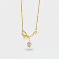 Heart Pendant Necklace With Rhinestone Bow - Butterfly Bow White Diamond Heart Necklace Gold #9436 – jewelry (view 1)