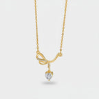 Heart Pendant Necklace With Rhinestone Bow - Butterfly Bow White Diamond Heart Necklace Gold #9436 – jewelry (view 1)