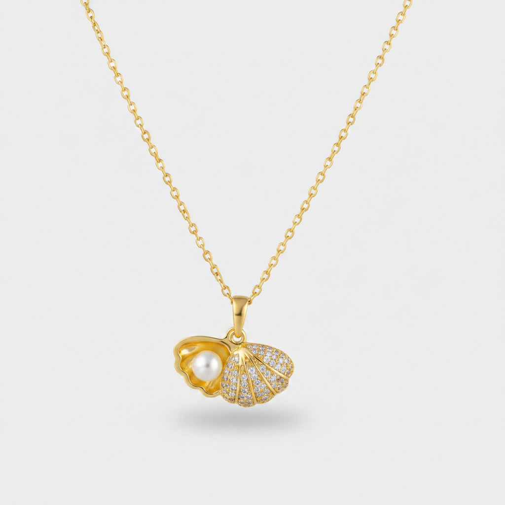Pearl Shell Pendant Chain Necklace - Pearl Shell Necklace Gold #8119 – jewelry (view 1)