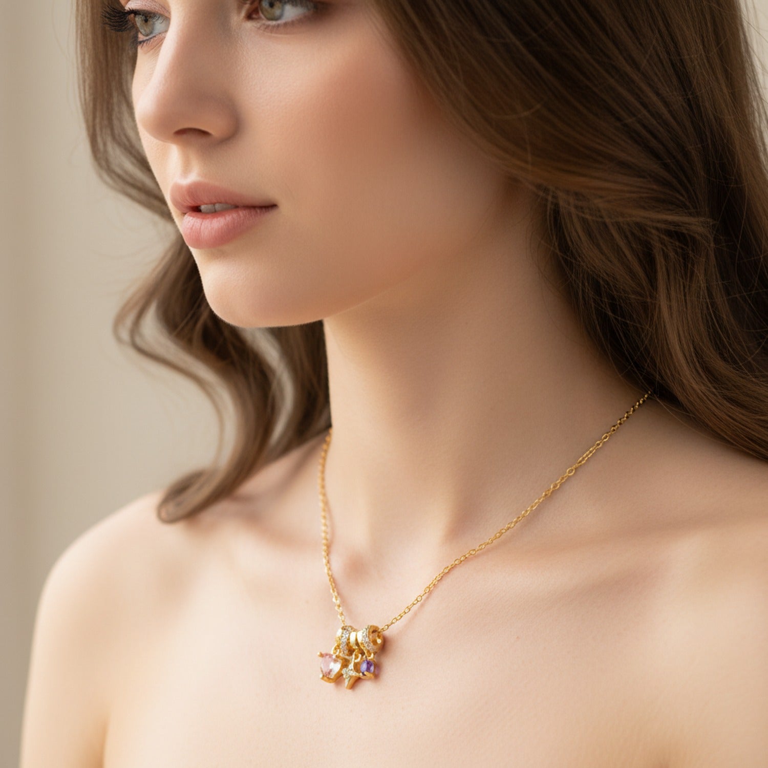 Gold Heart Charm Pendant Necklace