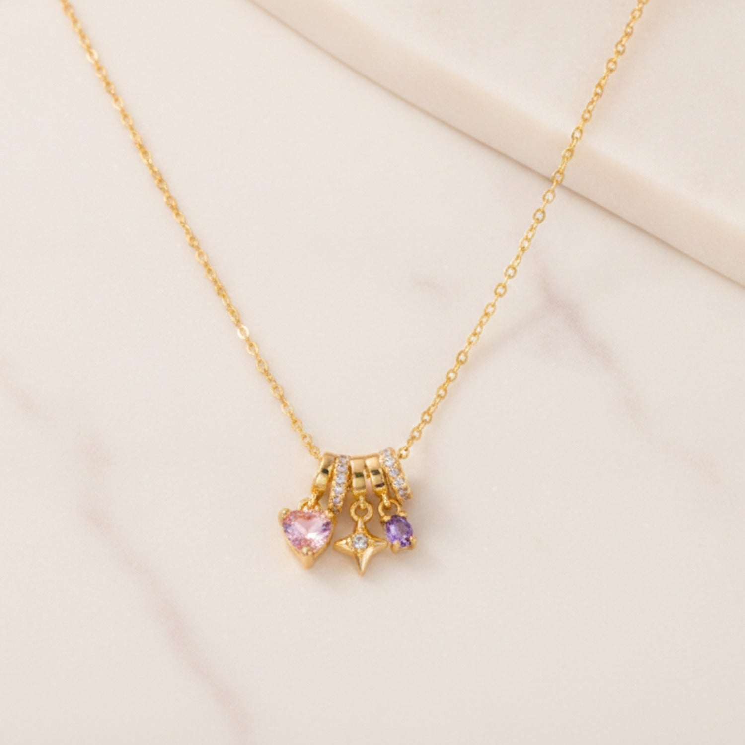 Gold Heart Charm Pendant Necklace