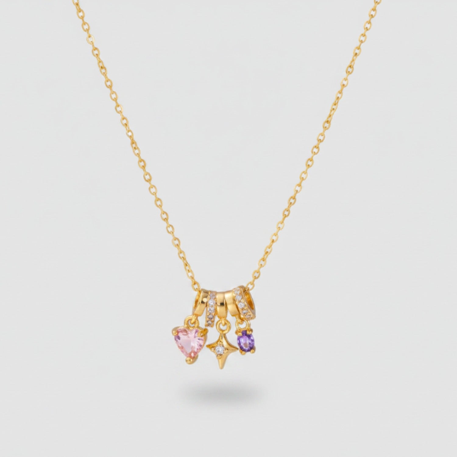 Gold Heart Charm Pendant Necklace