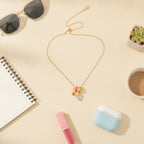 Gold Heart Charm Necklace with Rhinestones – jewelry (view 2)