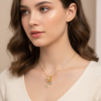 Gold Smiley Star Charm Necklace with Evil Eye