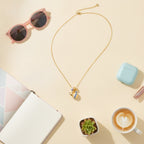 Gold Charm Necklace with Blue Accents – jewelry (view 2)