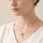 Gold Pearl Charm Pendant Necklace