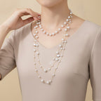 Layered Pearl Gold Chain Necklace – jewelry (view 3)