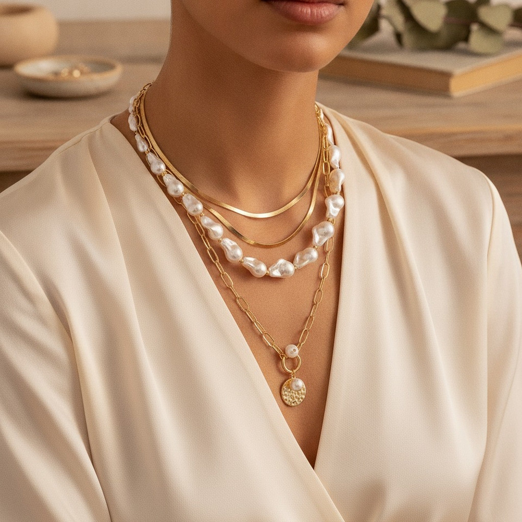 Layered Baroque Pearl Necklace – jewelry (view 2)