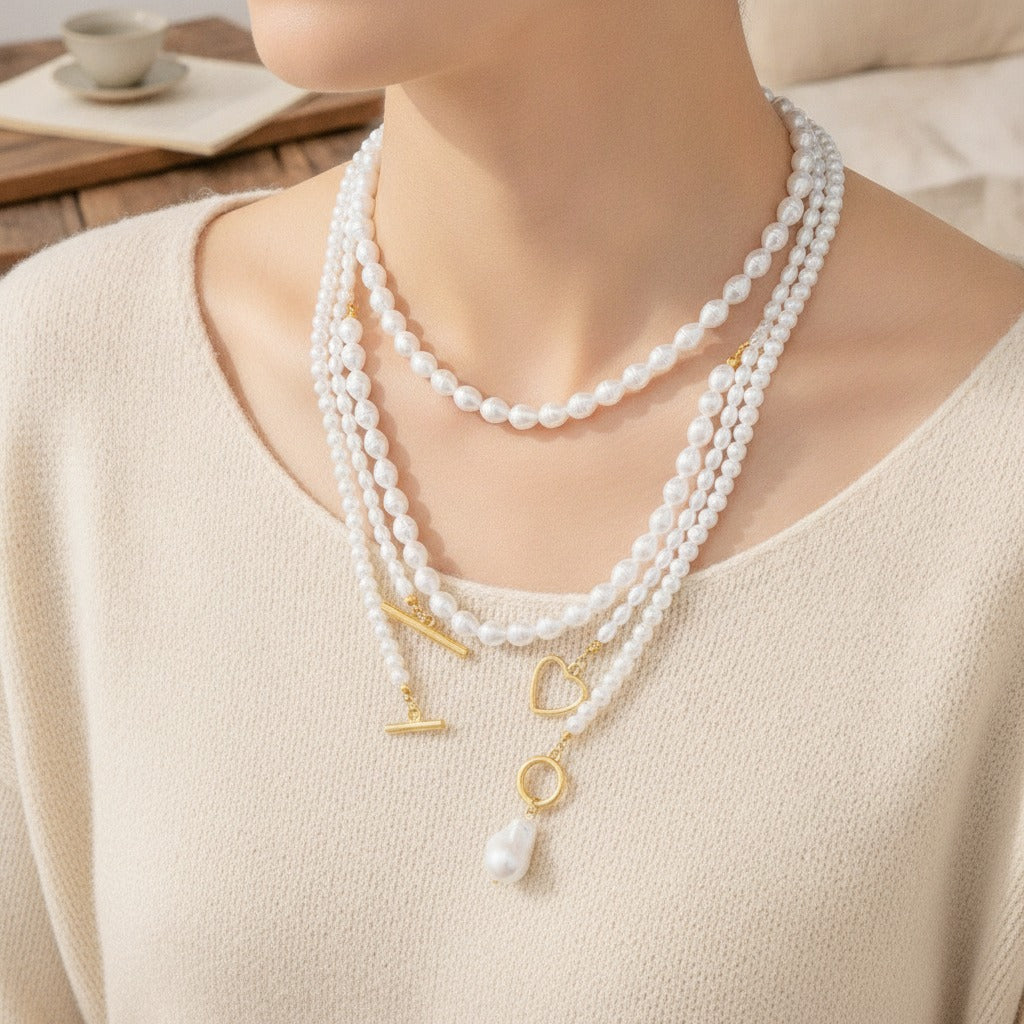 Layered Baroque Pearl Necklace – jewelry (view 2)