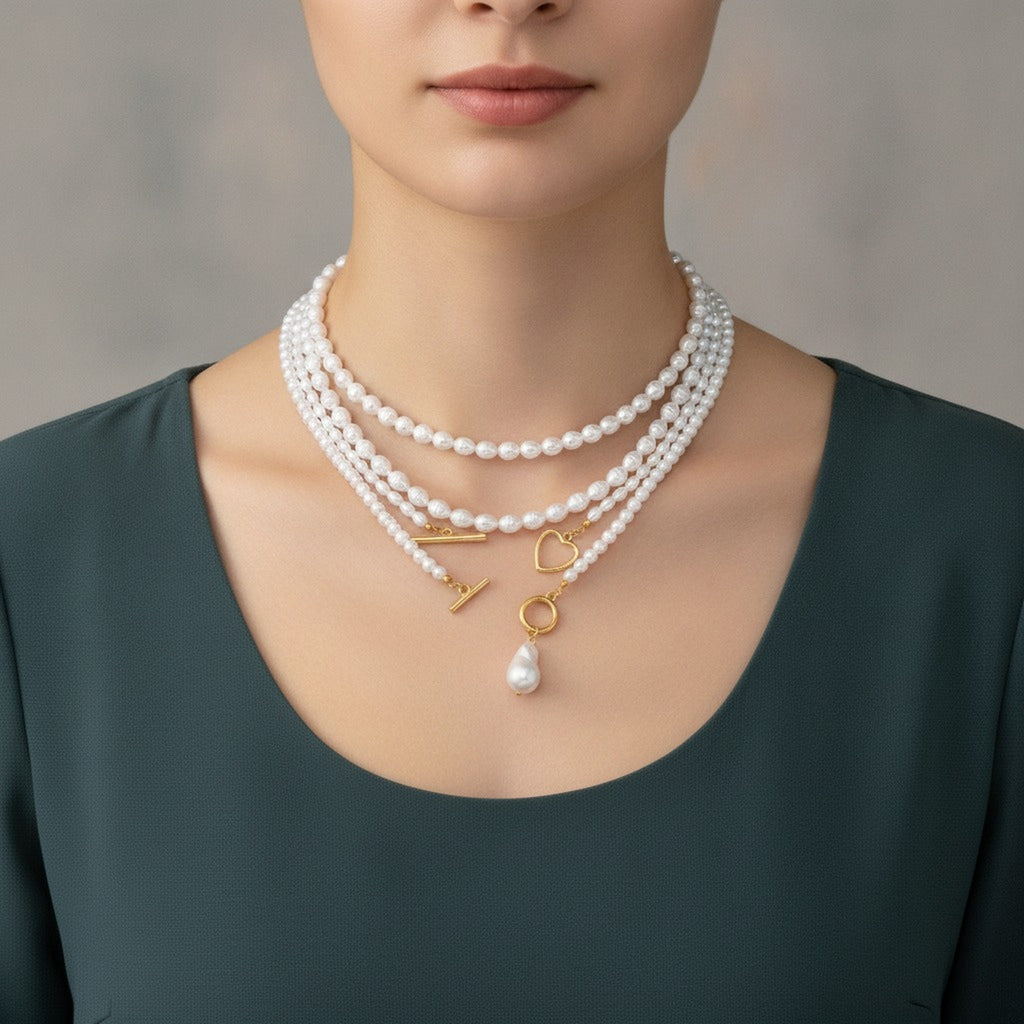 Layered Baroque Pearl Necklace – jewelry (view 3)