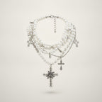 Multi-Layer Pearl Cross Pendant Necklace – jewelry (view 1)