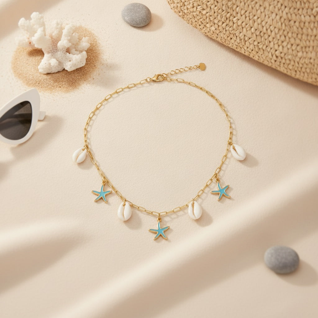 Gold Chain Sea Life Charm Necklace – jewelry (view 9)