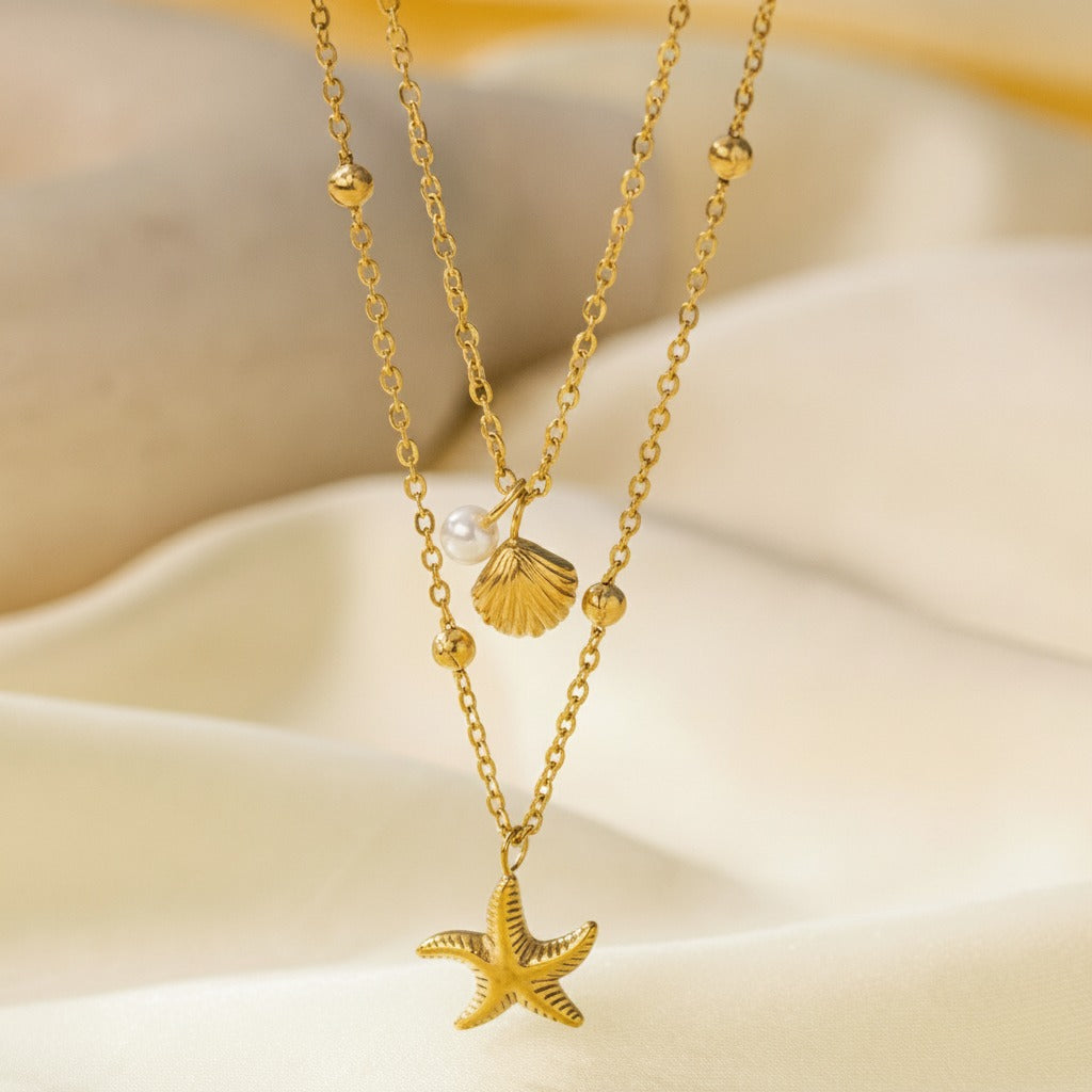 Gold Chain Sea Life Charm Necklace – jewelry (view 2)