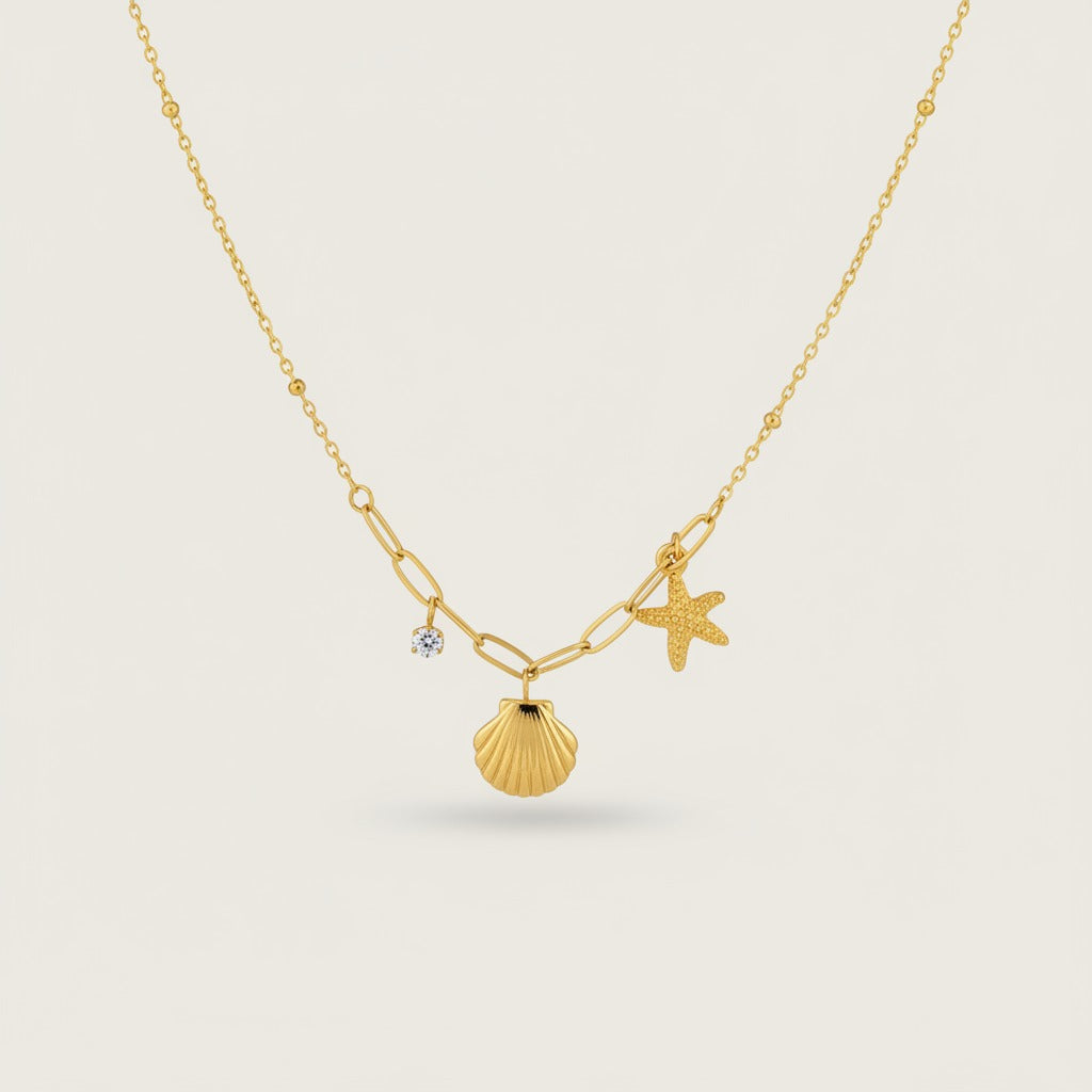 Gold Chain Sea Life Charm Necklace – jewelry (view 3)