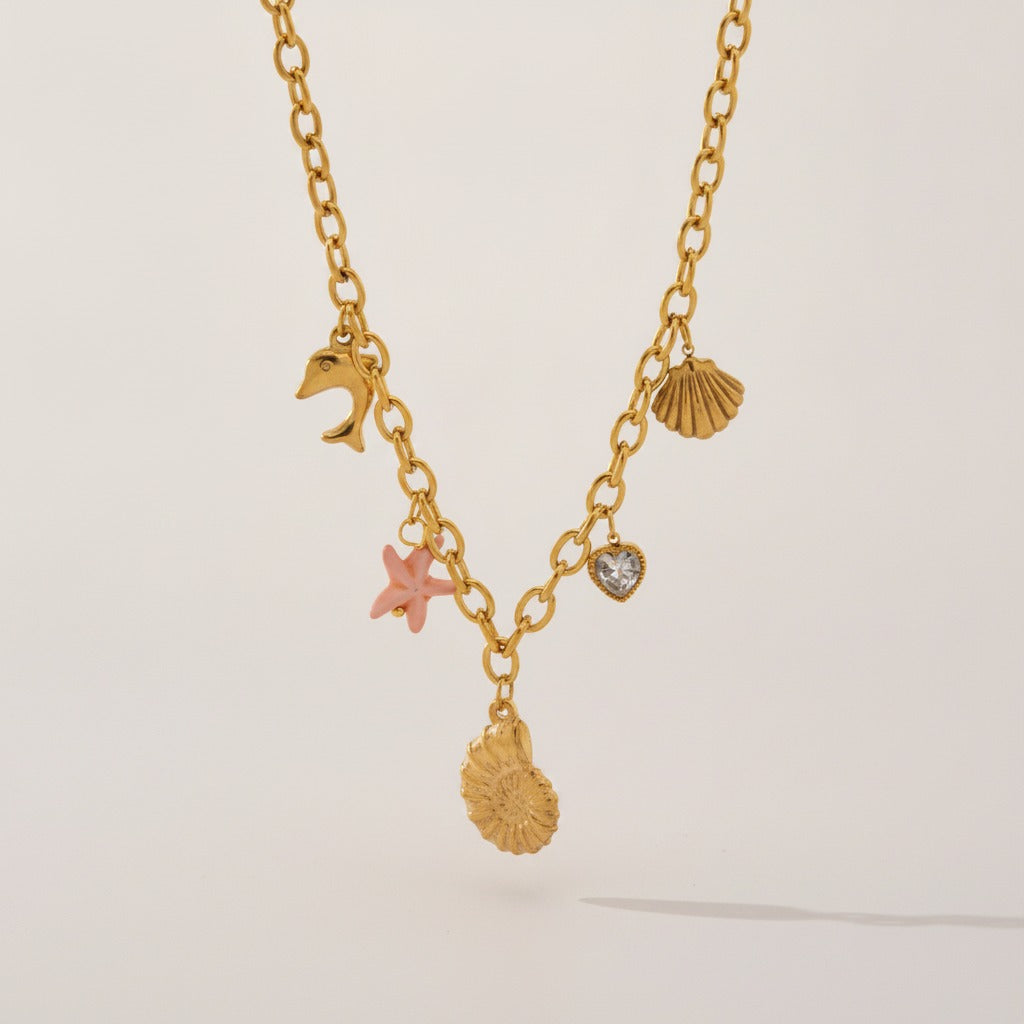 Gold Chain Sea Life Charm Necklace – jewelry (view 8)