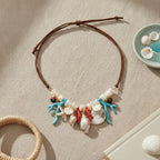 Bohemian Seashell Coral Pearl Necklace – jewelry (view 2)