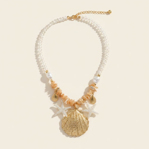 Beach Shell & Starfish Beaded Necklace – jewelry (view 1)