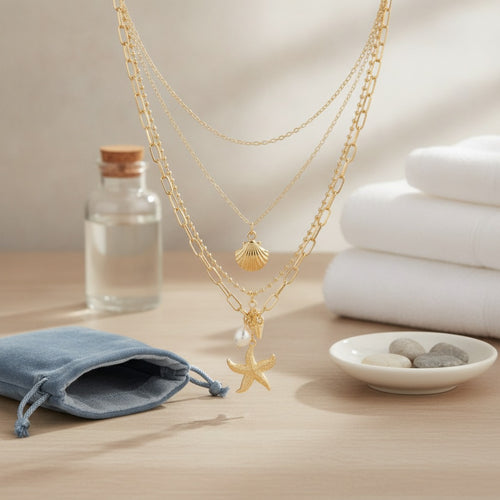 Beach Theme Layered Charm Necklace – novelty & toys (view 2)