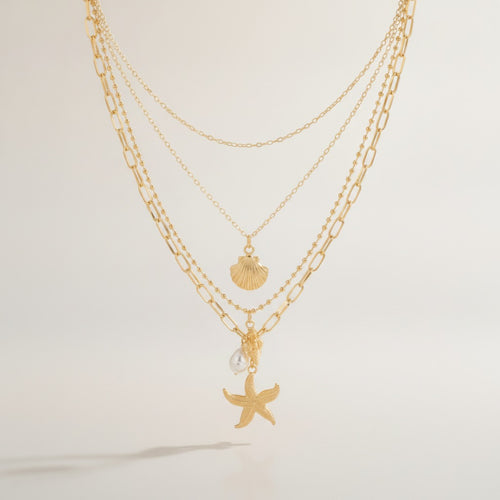 Beach Theme Layered Charm Necklace – novelty & toys (view 1)