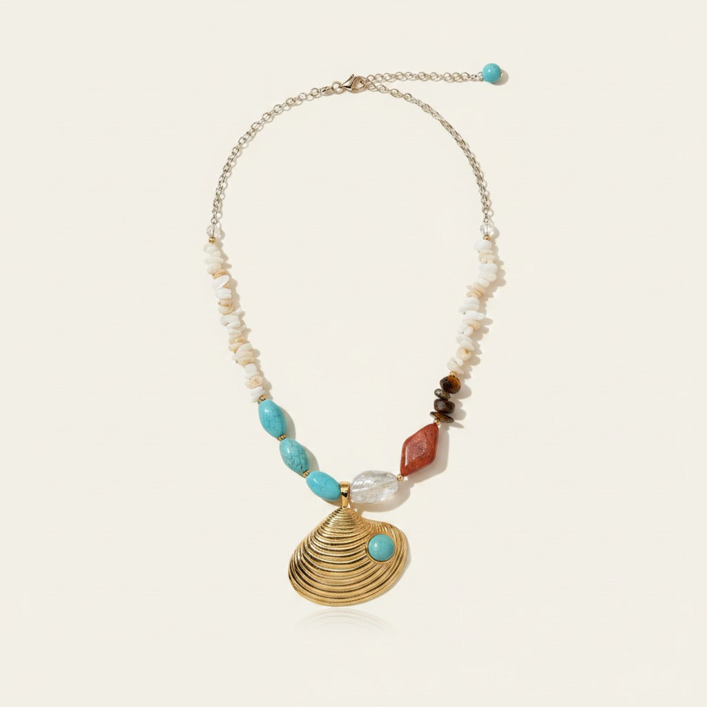 Boho Coastal Seashell Beaded Necklace – jewelry (view 1)
