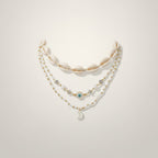 Layered Shell Evil Eye Moon Charm Necklace – jewelry (view 1)