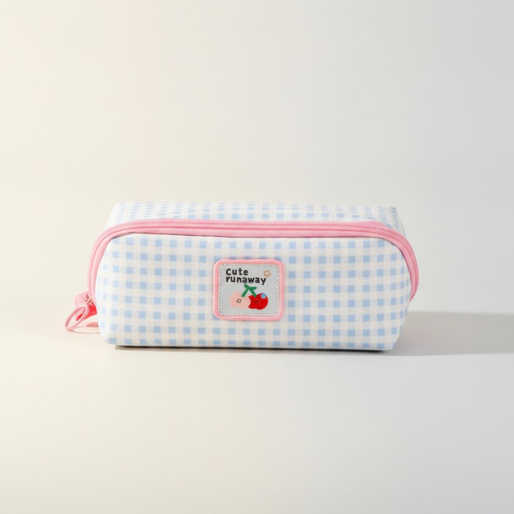 Gingham Pattern Pencil Pouch – stationery (view 2)