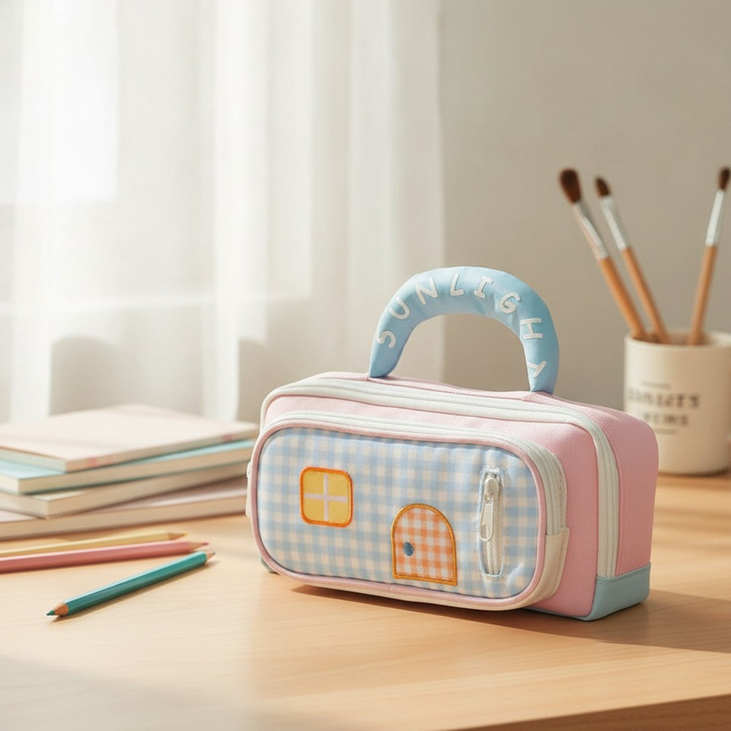 Cute Sunlight House Design Pencil Case – stationery (view 3)