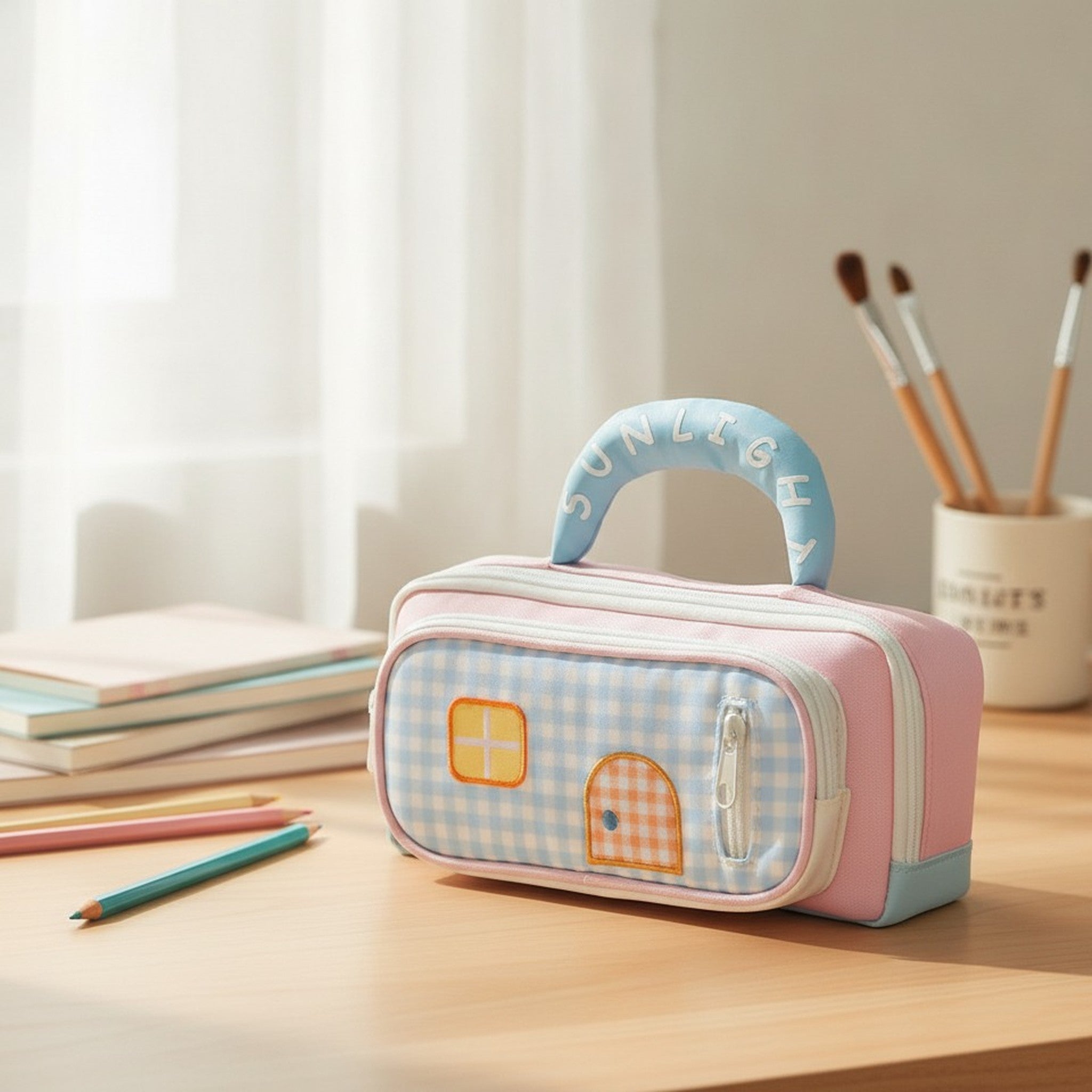 Cute Sunlight House Design Pencil Case – stationery (view 3)