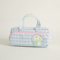 Cute Gingham Mushroom Dual-Zip Pencil Case – stationery (view 1)