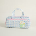Cute Gingham Mushroom Dual-Zip Pencil Case – stationery (view 1)