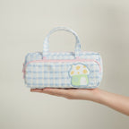 Cute Gingham Mushroom Dual-Zip Pencil Case – stationery (view 4)