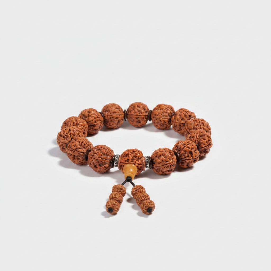Rudraksha Beaded Bracelet With Adjustable Tassel