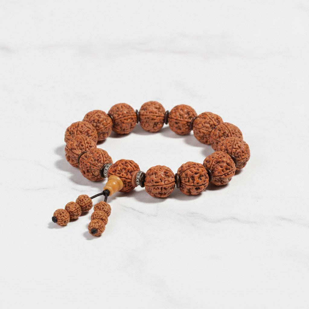 Rudraksha Beaded Bracelet With Adjustable Tassel