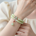 Jade Green Beaded Charm Bracelet Stack