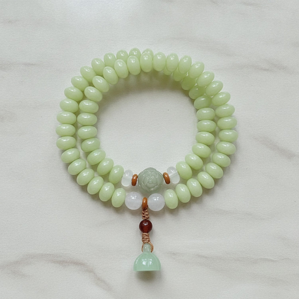 Jade Green Beaded Charm Bracelet Stack – jewelry (view 2)