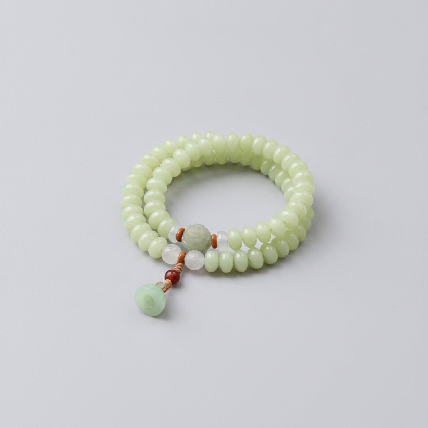 Jade Green Beaded Charm Bracelet Stack