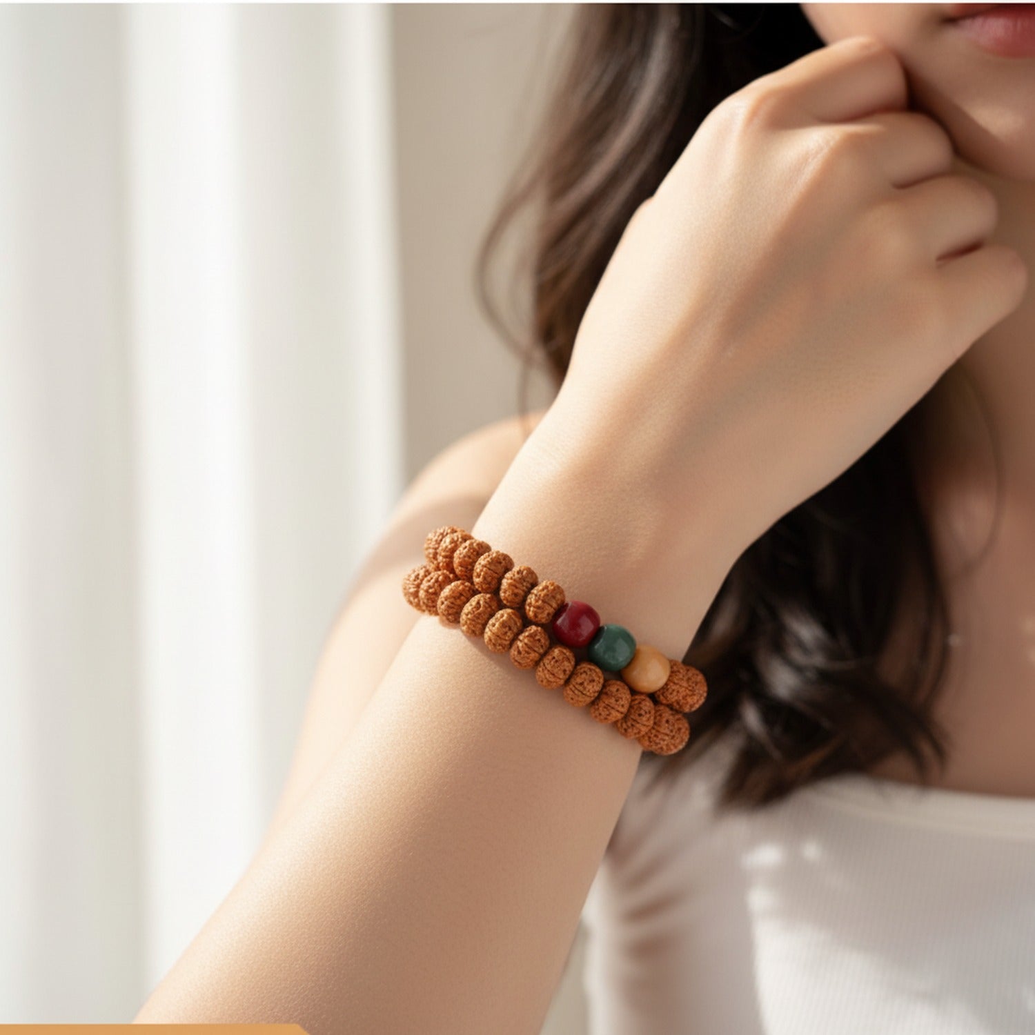 Rudraksha Seed Beaded Bracelet With Gemstone Accents