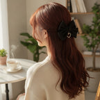 Large Bow Hair Clip with Pearl Heart – hair accessories (view 4)