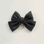 Large Bow Hair Clip with Pearl Heart – hair accessories (view 1)