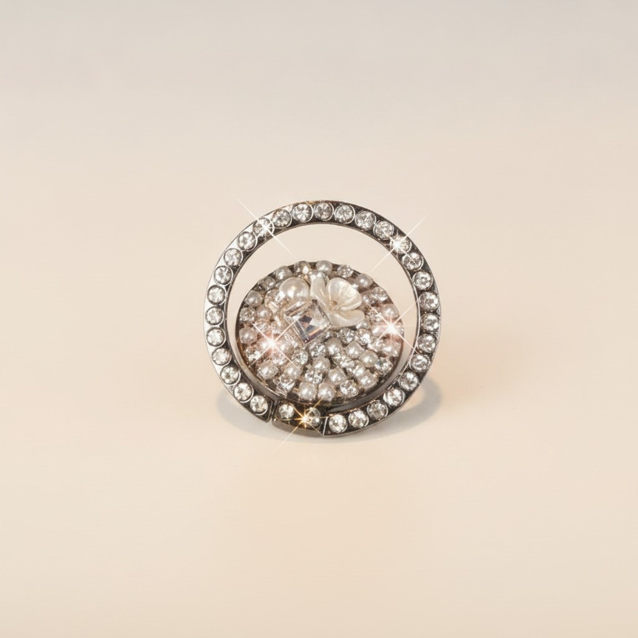 Sparkling Crystal Pearl Phone Ring Stand – tech (view 1)