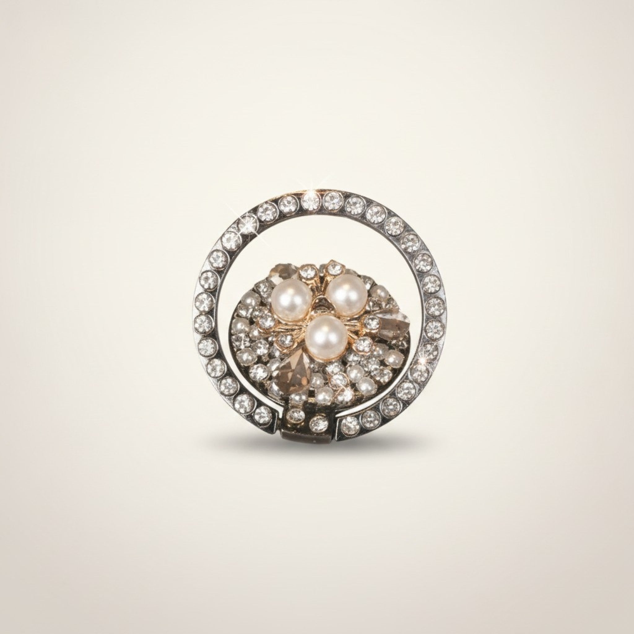 Sparkling Crystal Pearl Phone Ring Stand – tech (view 2)