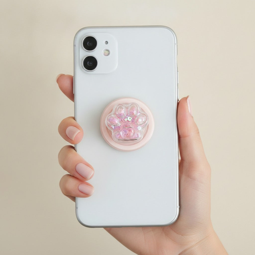 Kawaii Gradient Glitter Paw Phone Grip – tech (view 5)