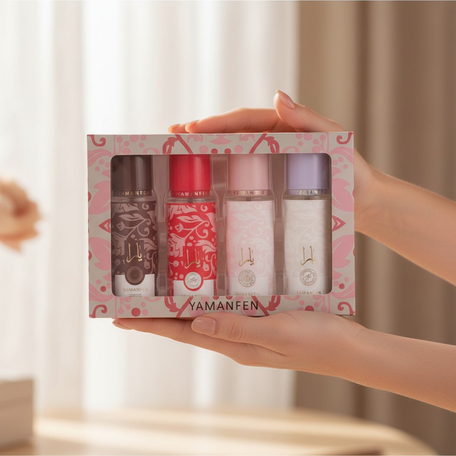 Parfum Spray Set Four-Piece Pink Floral Gift Box