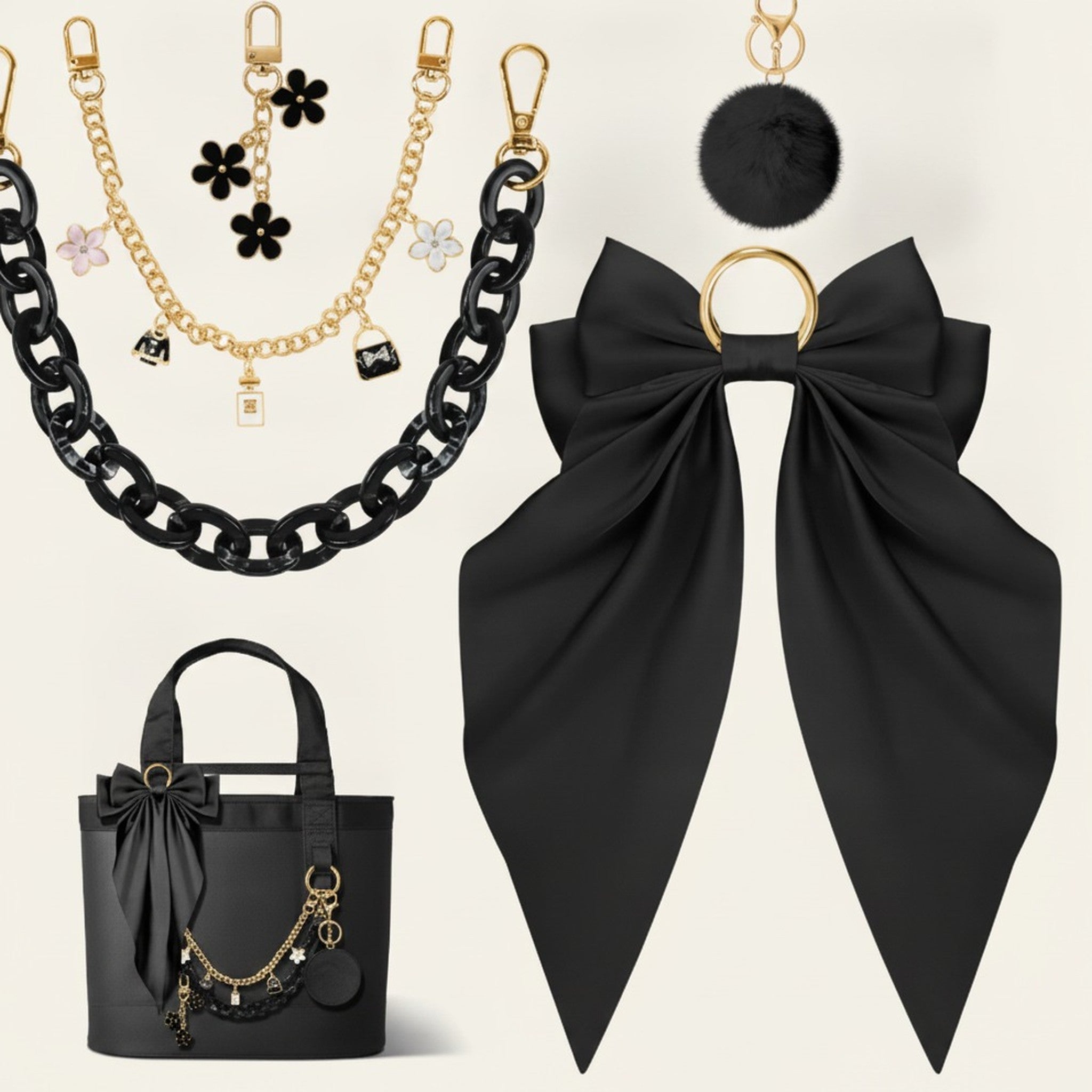 Elegant Bag Chains, Charms, and Bows Set – bags & wallets (view 1)