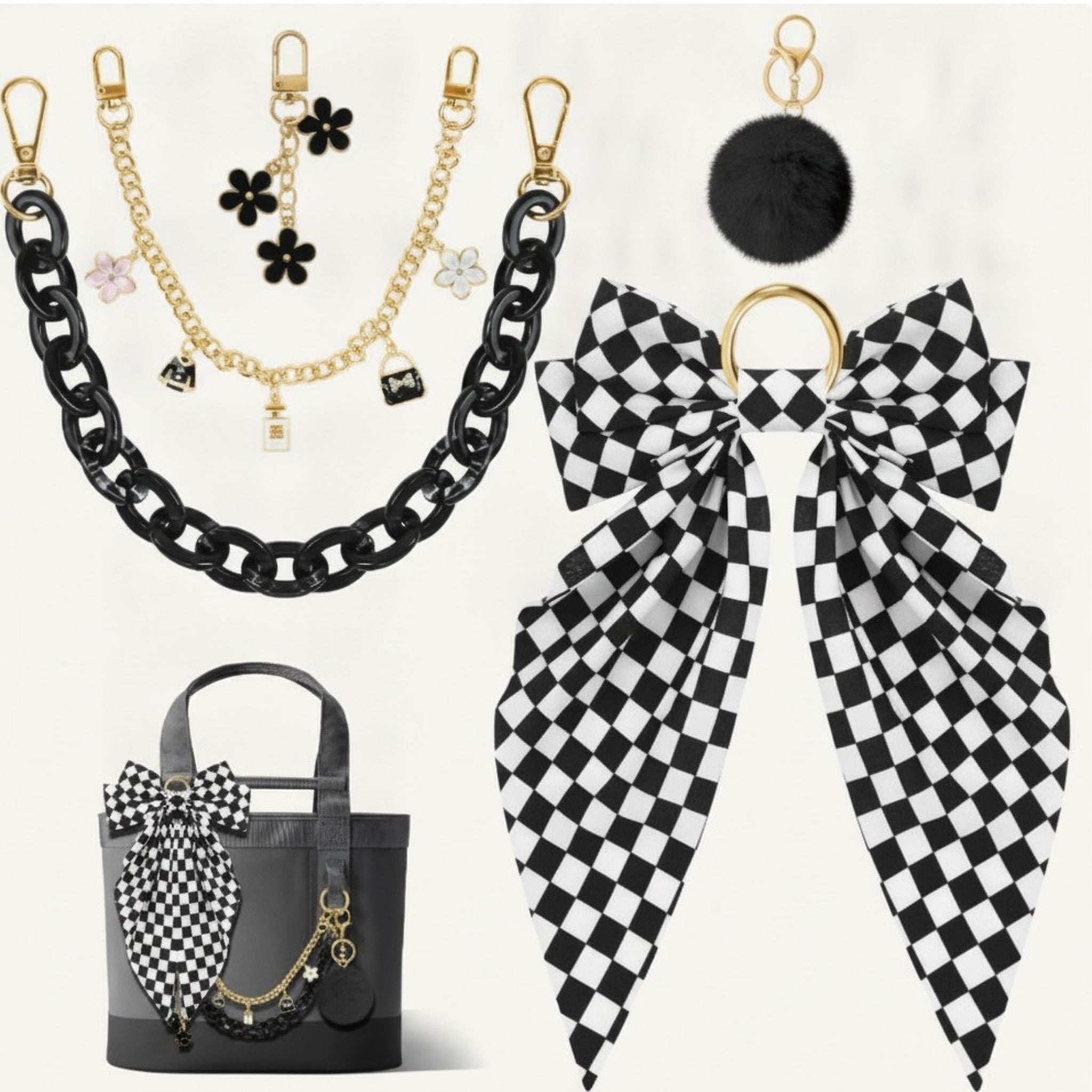 Elegant Bag Chains, Charms, and Bows Set – bags & wallets (view 6)