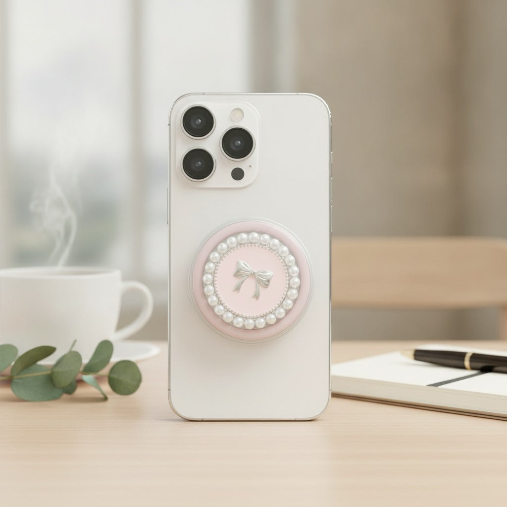 Elegant Pearl Bow Phone Grip – tech (view 2)