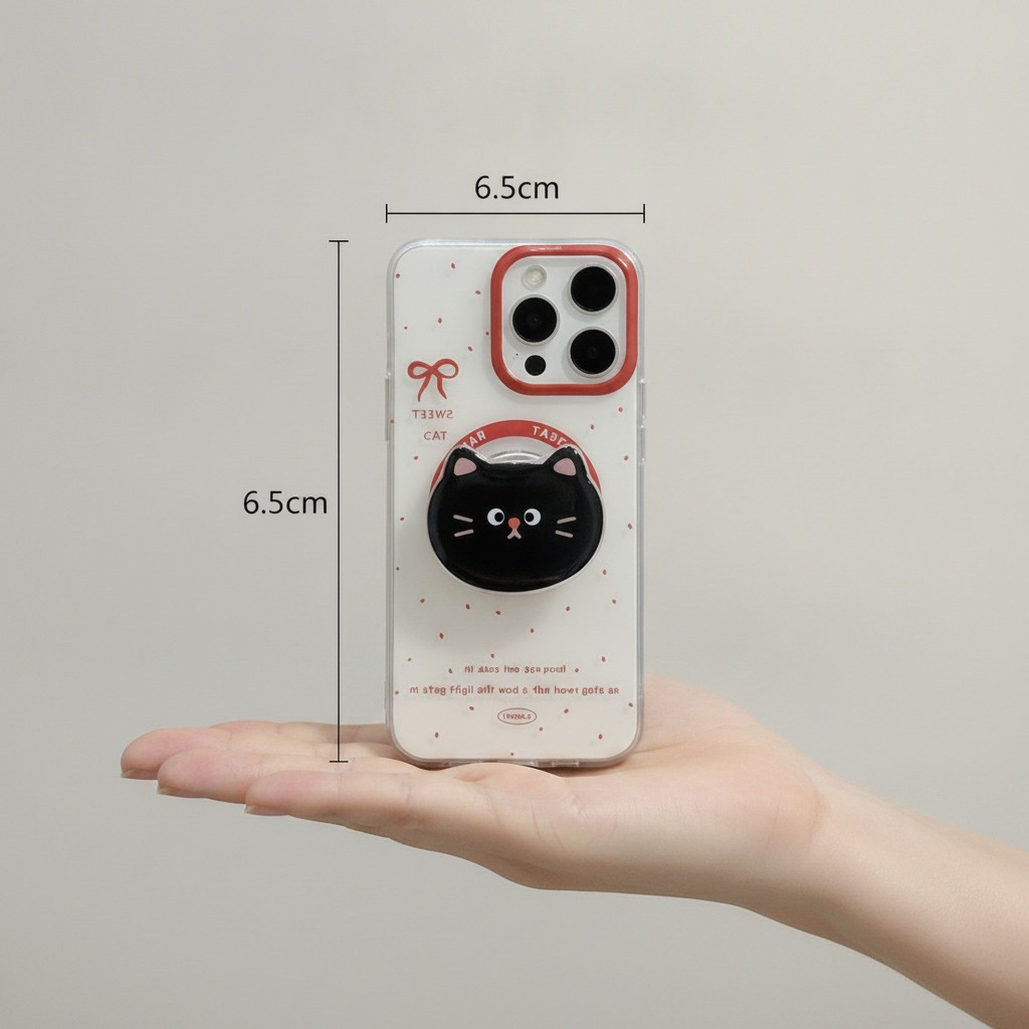 Cute Clear Black Cat Phone Stand Case – tech (view 3)